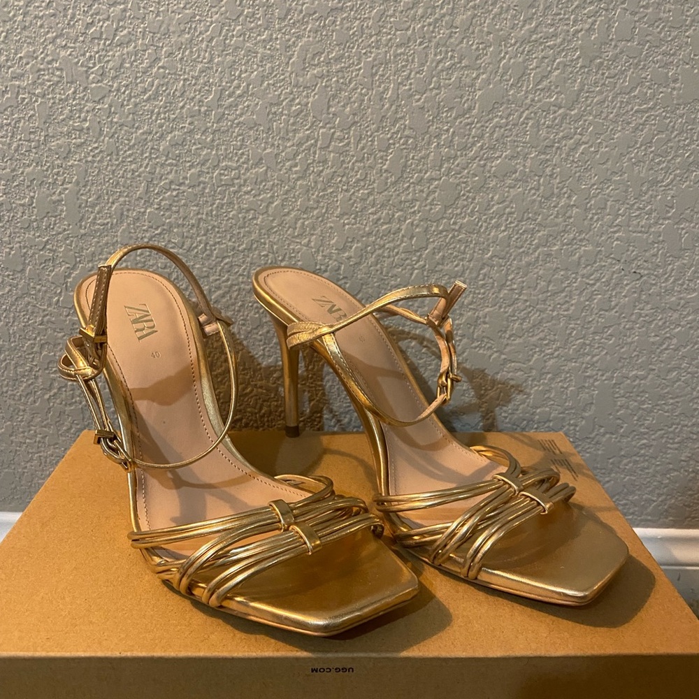 Zara Gold Strap Heels